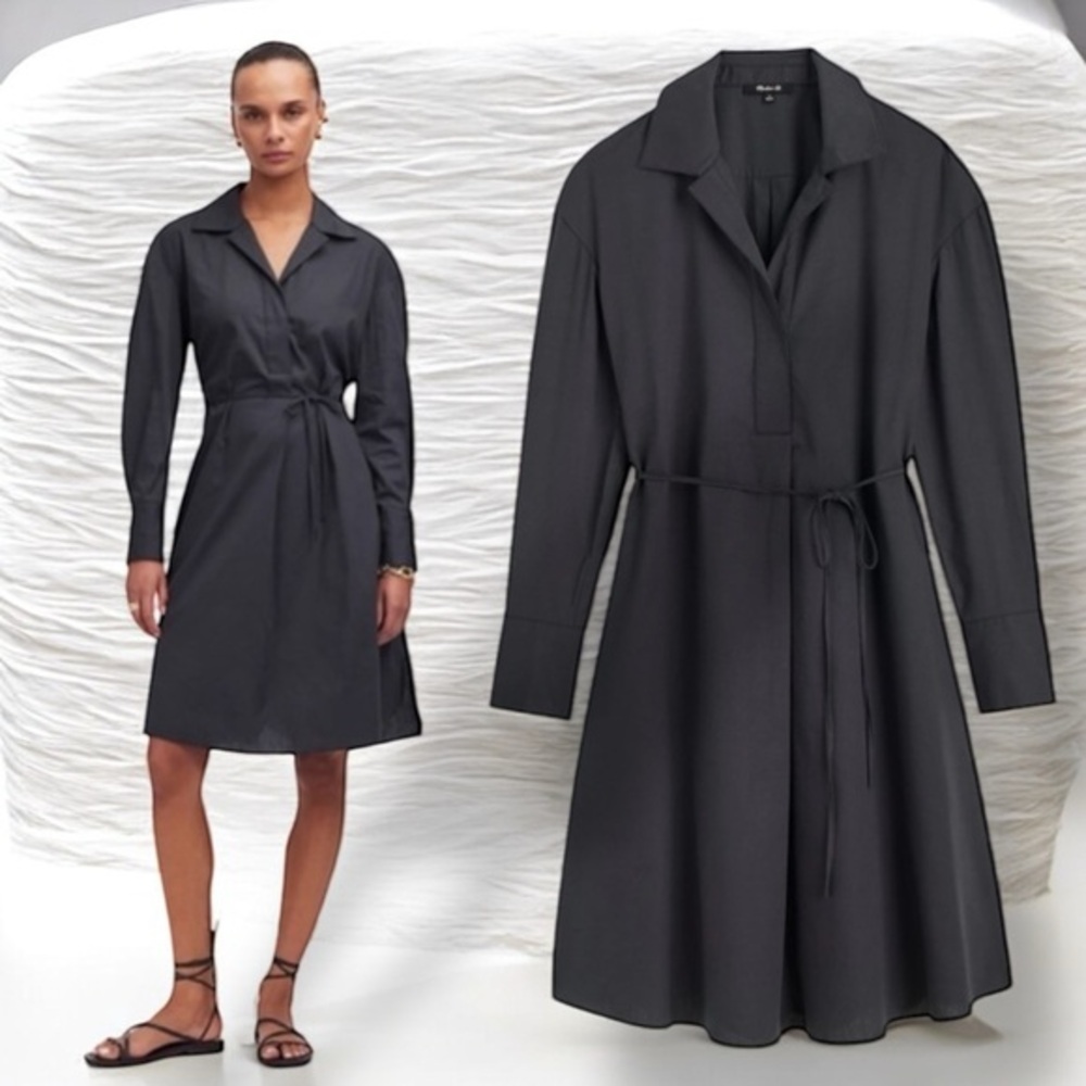 NWT Madewell Belted Mini Shirtdress in Black size medium - Picture 15 of 15